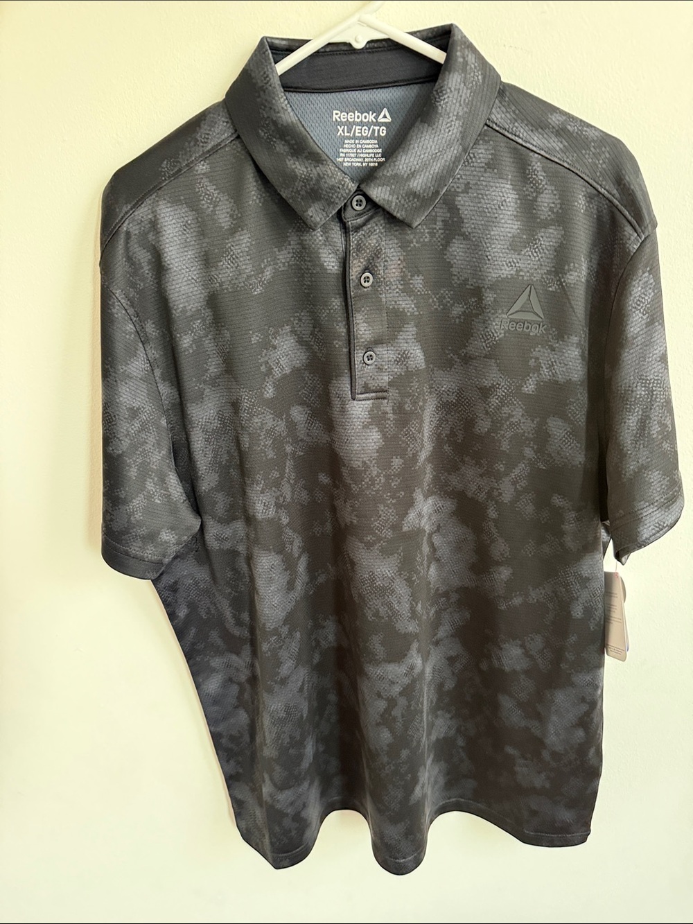 Reebok Men's Dark Gray Camo Polo